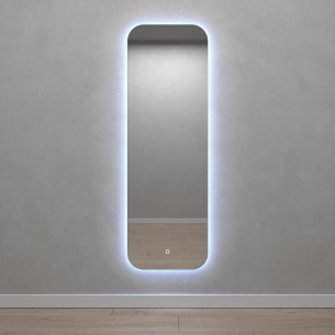 Прямоугольное зеркало 149х49 см, с холодной подсветкой, с сенсорной кнопкой