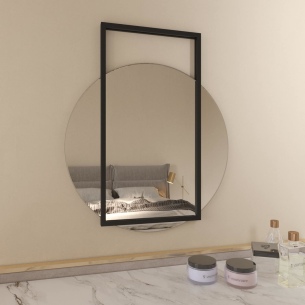Дизайнерское настенное зеркало Terraform в металлической раме черного цвета