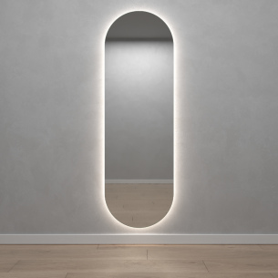 Овальное зеркало 176x56 см, с нейтральной подсветкой