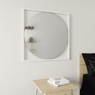 Зеркало в раме настенное квадратное и круглое 83х83 см White