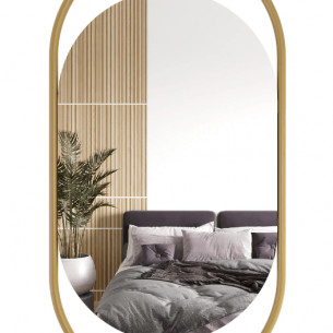 Дизайнерское настенное зеркало Muse в металлической раме золотого цвета
