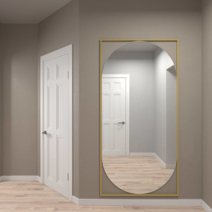 Дизайнерское настенное напольное зеркало Lustrous max в металлической раме золотого цвета