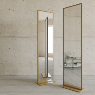 Дизайнерское напольное одностороннее зеркало Ablestar в металлической раме золотого цвета