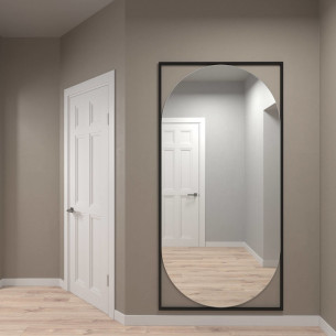 Дизайнерское настенное напольное зеркало Lustrous max в металлической раме черного цвета