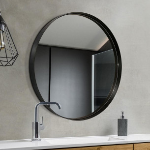 Дизайнерское настенное зеркало Lunar 100 в металлической раме черного цвета