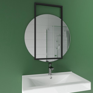 Дизайнерское настенное зеркало Terraform в металлической раме черного цвета