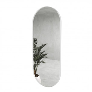 Дизайнерское овальное настенное зеркало Harmony в металлической раме белого цвета
