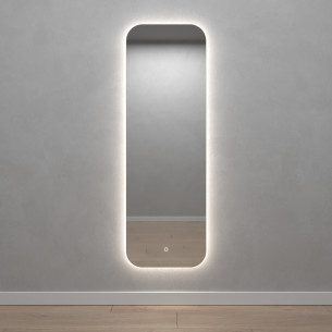 Прямоугольное зеркало 149х49 см, с нейтральной подсветкой с сенсорной кнопкой