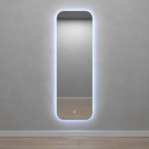 Прямоугольное зеркало 149х49 см, с холодной подсветкой, с сенсорной кнопкой