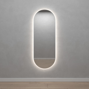Овальное зеркало 135x50 см, с нейтральной подсветкой
