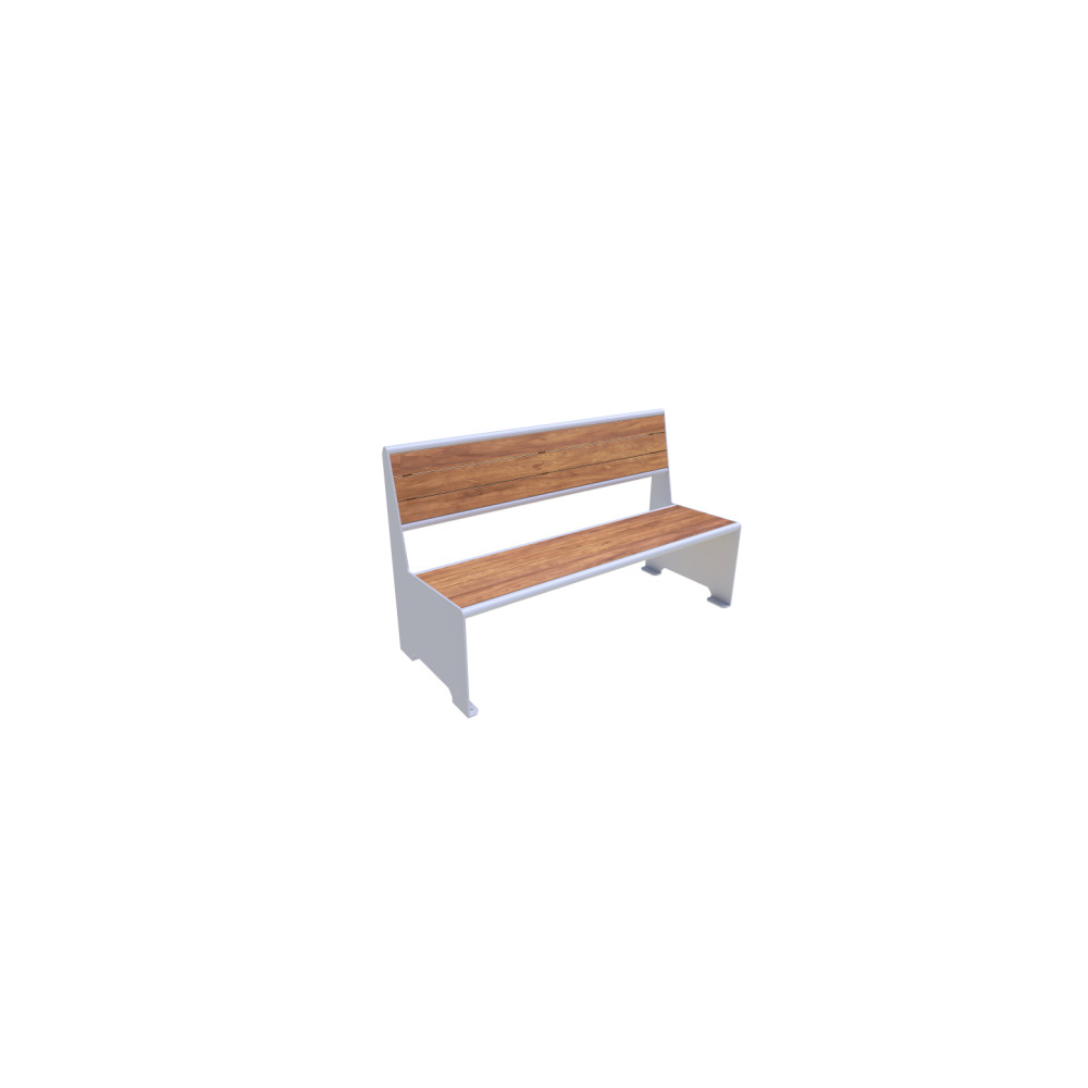 Стальная скамейка Мега 1500х590х900 палисандр (Серебристая RAL 9006)