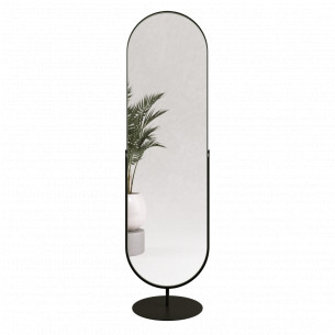 Зеркало в раме напольное овальное поворотное 165х46 см Black