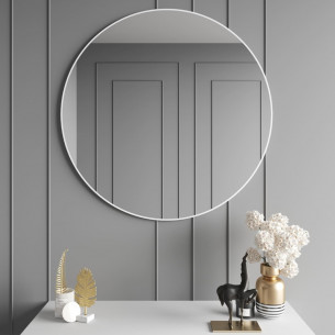 Зеркало в раме настенное круглое большое D101 см White