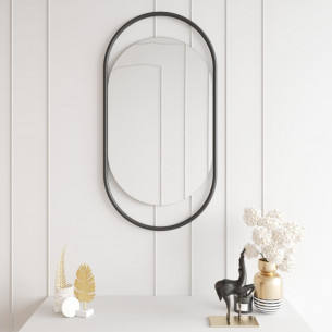 Зеркало в раме настенное овальное 104х54 см Black