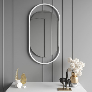 Зеркало в раме настенное овальное 104х54 см White