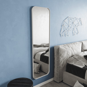 Зеркало в раме настенное прямоугольное с закруглёнными углами большое 180х55 см White